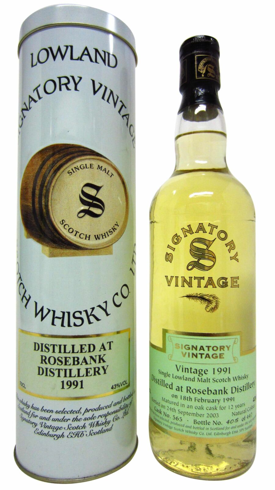 Signatory (distilled at Rosebank), 12 year old, 1991 Vintage, 43%