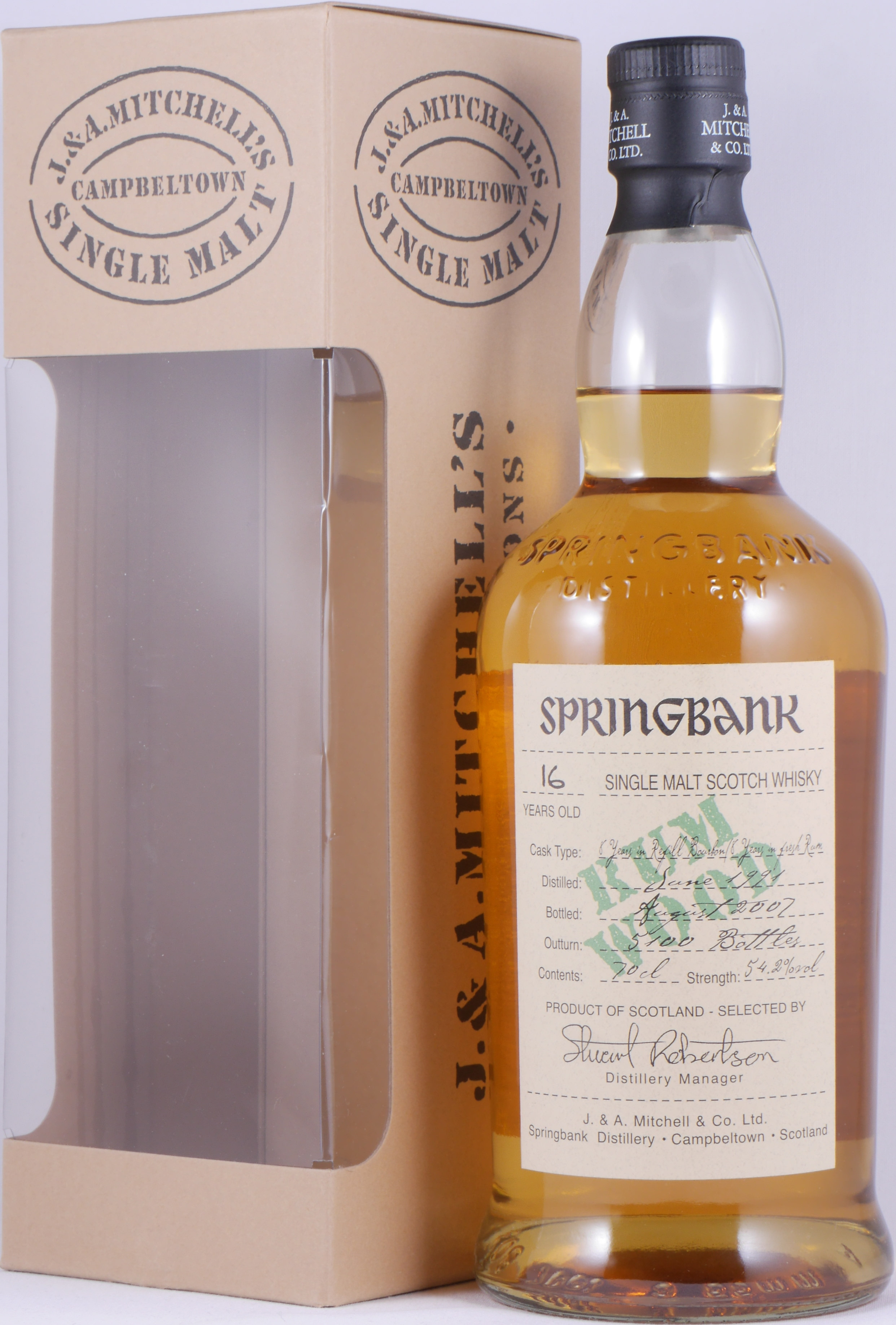 Springbank Rum Wood Finish 16 year old 1991 vintage, 54.2%