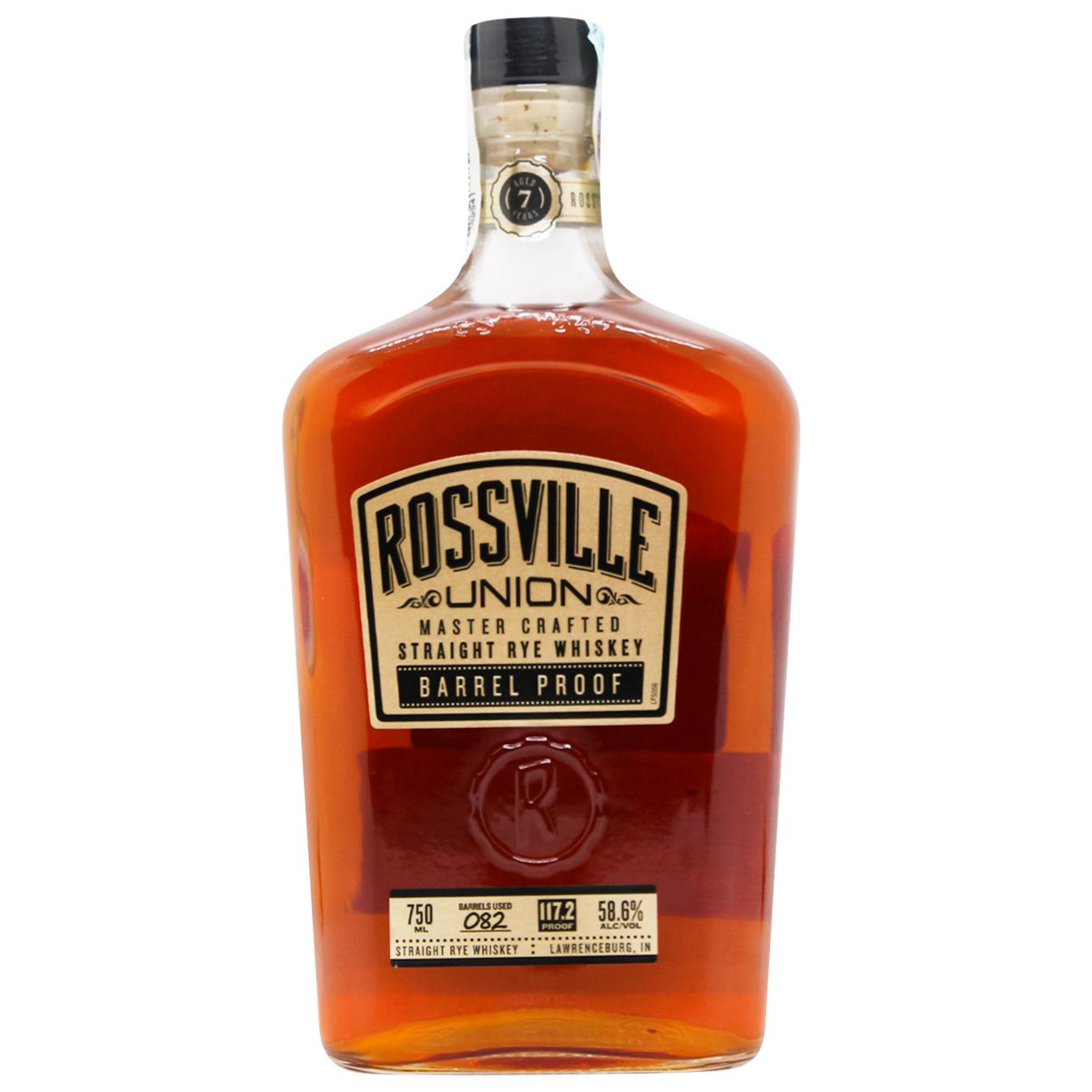 Rossville Union Barrel Proof Straight Rye Whiskey