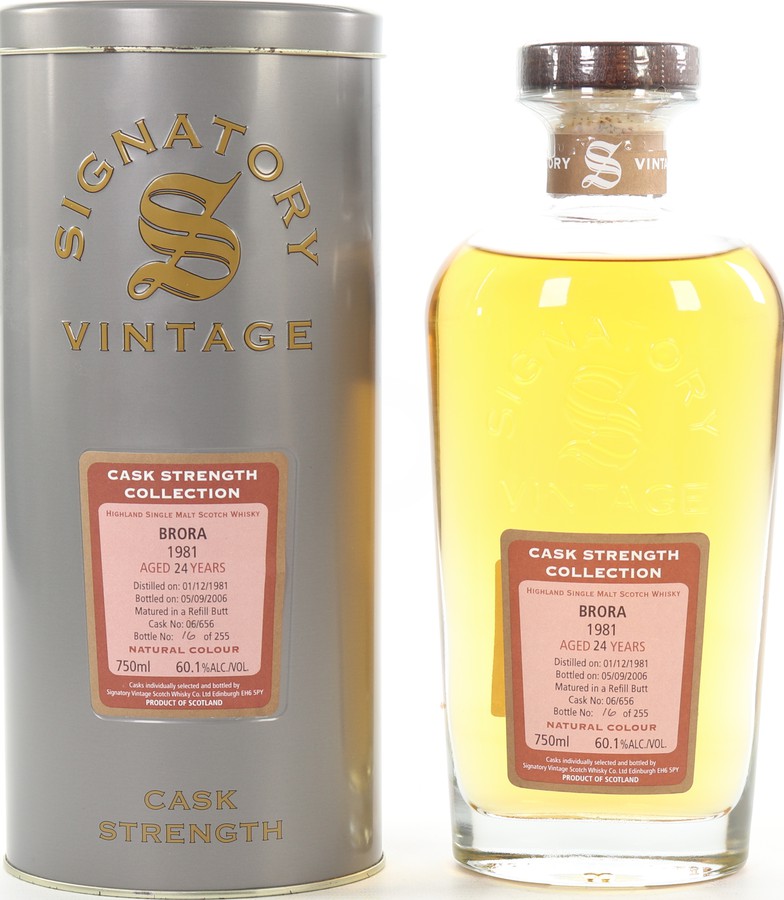 Signatory (distilled at Brora), 24 year old, 1981 vintage, Cask # 06/656, 60.1%